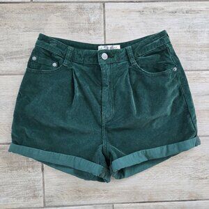 We The Free People Corduroy Cuffed Shorts Emerald Green 26